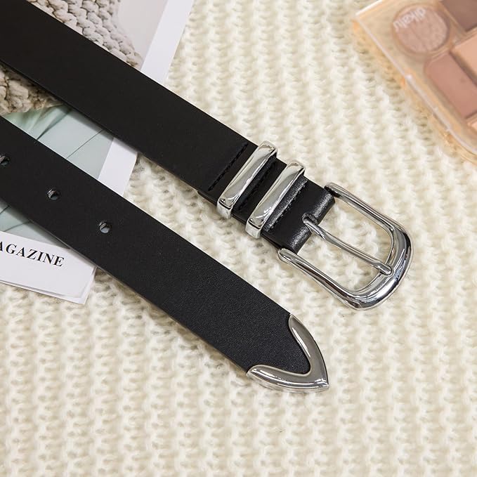 VATAN Women Leather Belt for Jeans Dresses Pants Fashion Ladies Casual Waist Belt with Gold Buckle