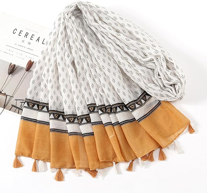 YOUR SMILE Large Boho Scarf for Women Lightweight Floral Printed Scarves Fall Winter Fashion Fringed Shawl wraps