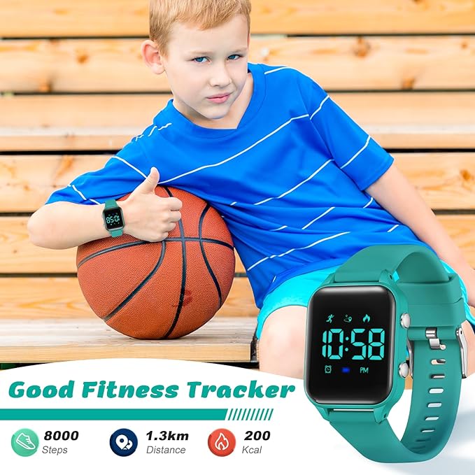 L LAVAREDO Kids Digital Watches for Boys Girls,Waterproof Sport Watch with Pedometer Stopwatch Vibration Alarm for Ages 5-13,No App Fitness Tracker Watch for Kids Teens Birthday Christmas Gifts