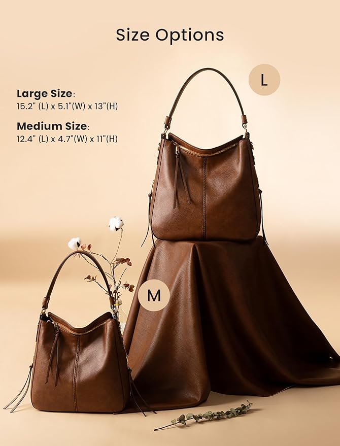 Realer Hobo Crossbody Bags for Women Designer Faux Leather Hobo Handbags Retro Large Size Shoulder Bag Bucket Purse