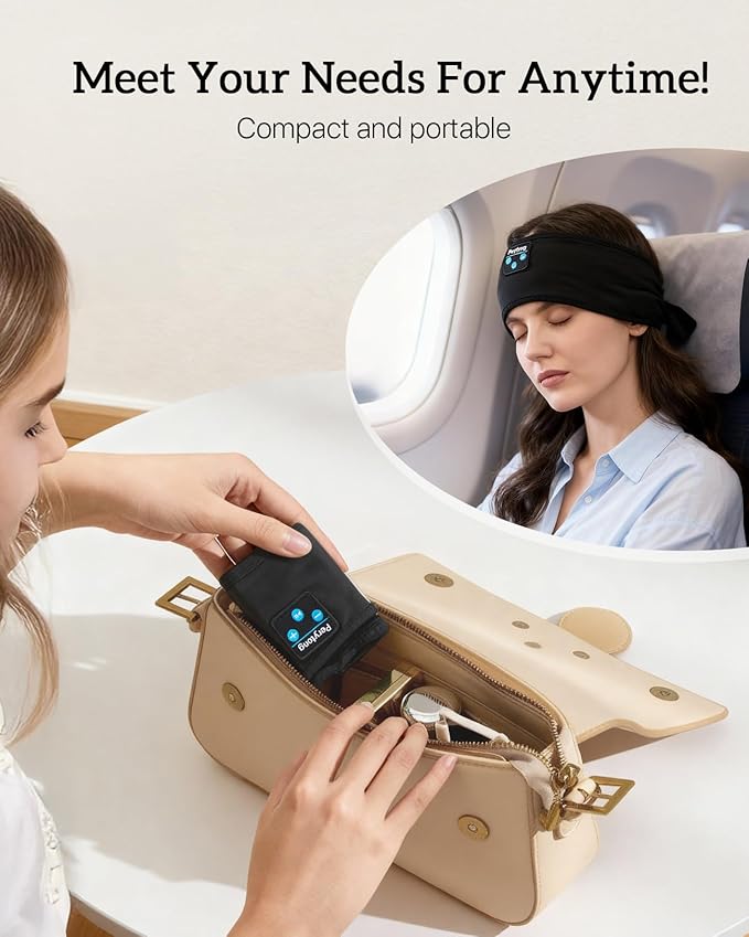 Perytong Sleep Headphones Bluetooth 5.4 Headband, Wireless Sleep Headband Headphones for Side Sleepers, Ultra-Thin Stereo Speakers & Extended Battery Life, Sports Headband Earphones for Sleeping
