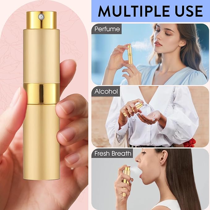 3 Pack 8ML Portable Atomizer Perfume Cologne Travel Spray Bottle for Refill Empty Cologne Dispenser Mini Sprayer for Adults Twist Tpye