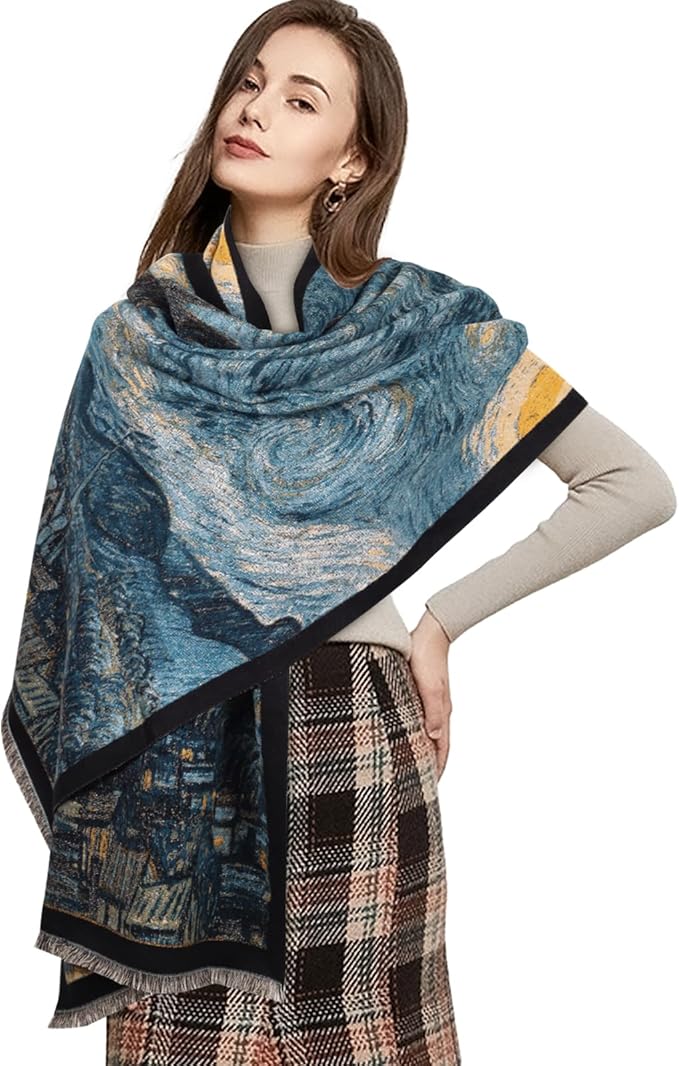 EXTREE Scarfs for Women Pashmina Silky Shawl Wrap for Evening Dressing Blanket Open Front Poncho Cape