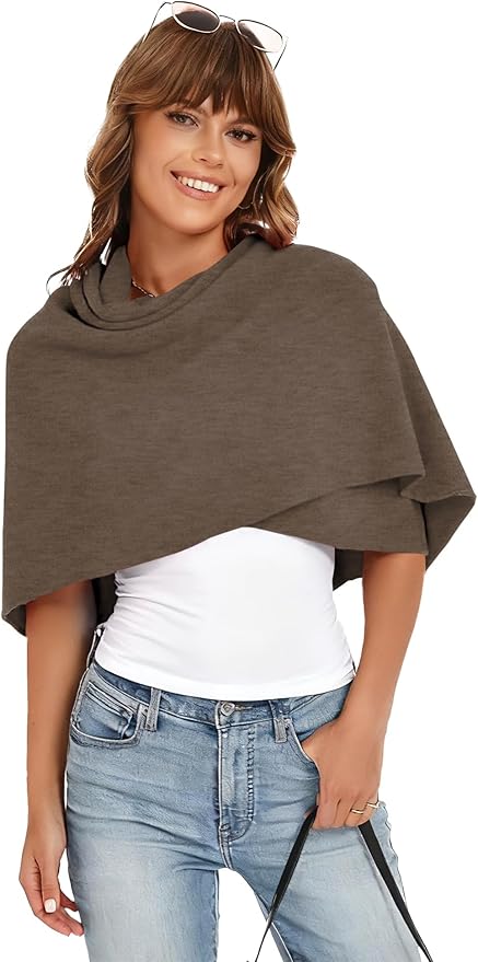 iWoo Women Soft Shawl Wraps kintted Open Front Poncho Sweater for Spring Fall Winter