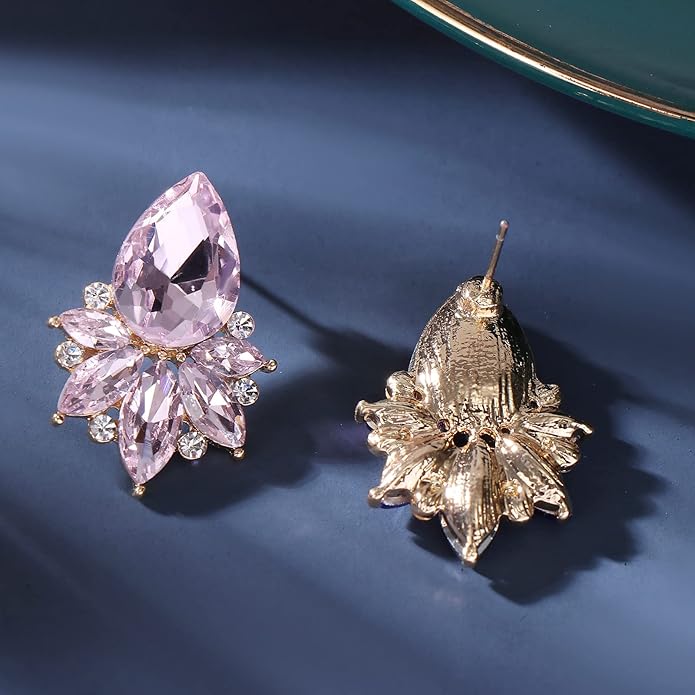 Vintage Rhinestone Earrings Fancy Crystal Cluster Drop Earrings Art Deco Earrings for Women
