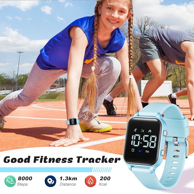 L LAVAREDO Kids Digital Watches for Boys Girls,Waterproof Sport Watch with Pedometer Stopwatch Vibration Alarm for Ages 5-13,No App Fitness Tracker Watch for Kids Teens Birthday Christmas Gifts