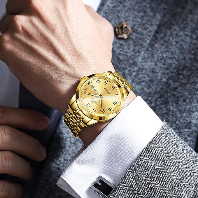 OLEVS Watch for Men Women Large Face Unisex Diamond Luxury Dress Analog Quartz Stainless Steel Waterproof Luminous Date Business Casual Wrist Watch