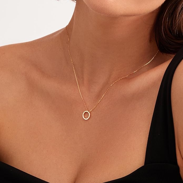Gelin Diamond Circle Necklace in 14K Solid Gold