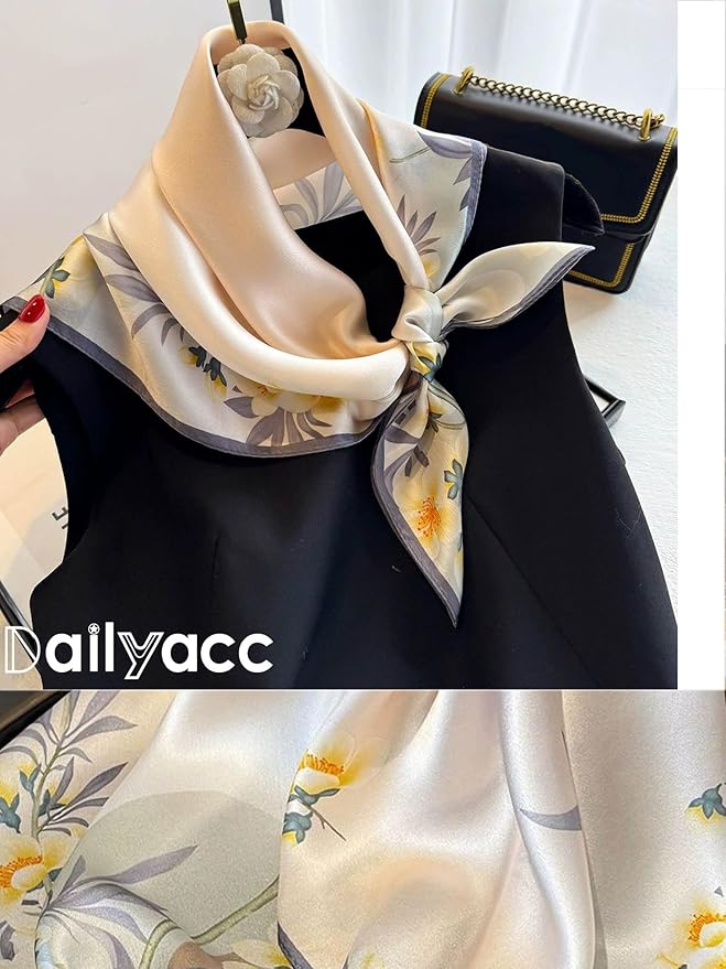 Dailyacc Hair Bandanas Scarf For Women Lightweight Fashion Neck Silk Satin Head Scarves For Sleeping Handbags Scarf