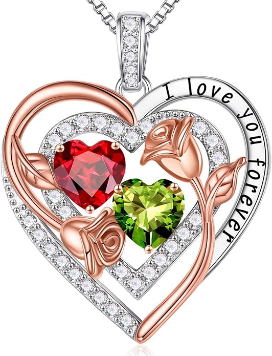 Iefil Mothers Day Gifts for Wife - Sterling Silver Birthstone Necklace Birthday Gifts for Her Wife