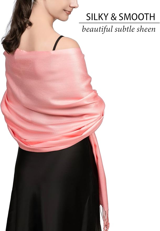 Achillea Soft Silky Pashmina Scarf for Women – Shawl Wrap for Evening Dresses, Bridesmaids, Weddings & Everyday Wear