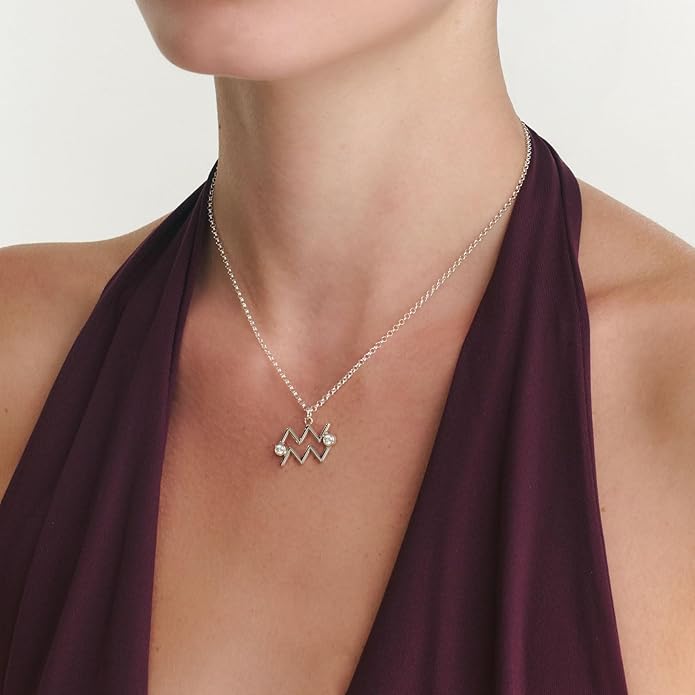 OAK & LUNA - Zodiac Sing Necklace – Moissanite Star Sign Pendant on 18" Rolo Chain – Available in 18K Gold Vermeil or Sterling Silver