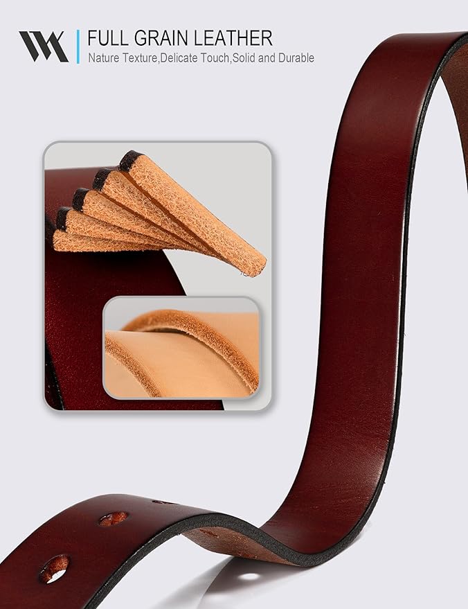 WOLFANT Full Grain Leather Belt for Women,1.1" Ladies Casual leather Jean Belt with Vintage Circle buckle in Gift Box