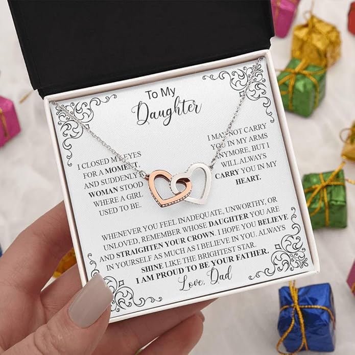 VIRAGIL To My Daughter Gift Necklace From Dad or Mom - Badass Daughter Jewelry With Heartfelt Message & Elegant Box