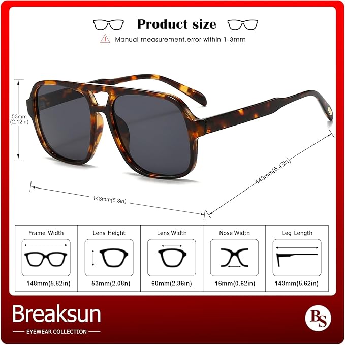 Retro Aviator Sunglasses for Women Men Trendy Classic 70s Square Aviator Sun Glasses Vintage Shades