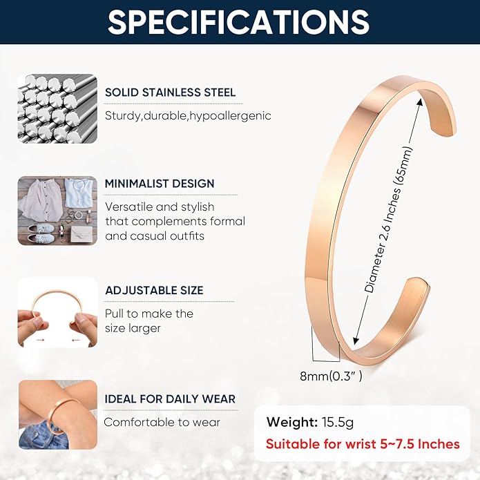 MEALGUET Stainless Steel Mens Cuff Bracelet : Minimal Cool Silver/Black/Gold Plated Open Metal Cuff Bangle Bracelets for Men,Mens Bracelet Jewelry Gift