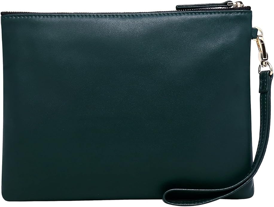 DORIS&JACKY Lambskin Leather Wristlet Clutch Purse for Women Soft Designer Slim Cell Phone Pouch Bag with Detachable Strap