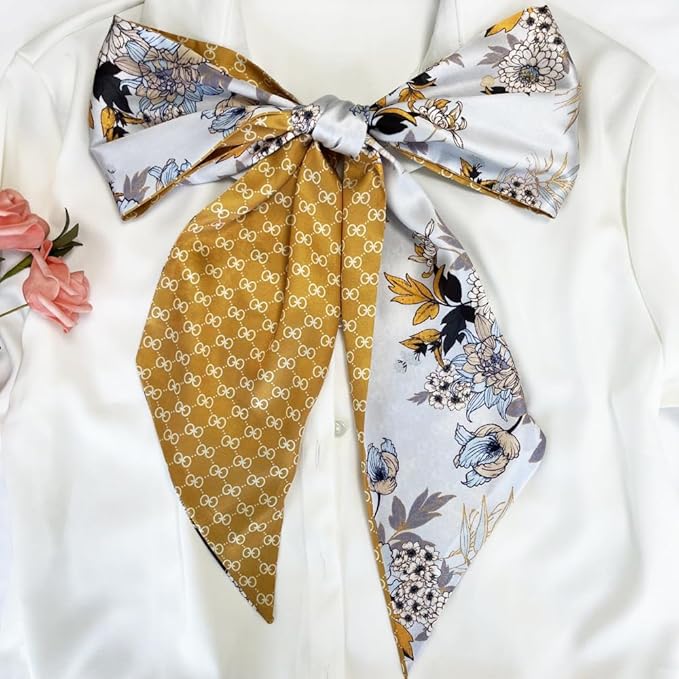 Silk Head Scarf for Hair Fashion Headwrap for Women Lightweight Neck Tie