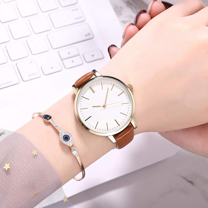 Women's Watches Leather Band Luxury Quartz Watches Waterproof Fashion Creative Wristwatch for Women Ladies