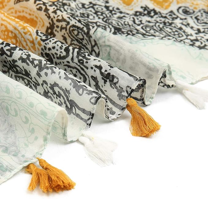 Yeieeo Boho Scarf for Women Lightweight Floral Printed Scarf Fall Winter Fashion Fringed Shawl