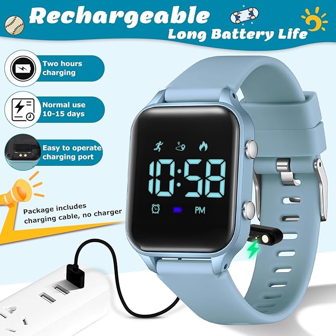 L LAVAREDO Kids Digital Watches for Boys Girls,Waterproof Sport Watch with Pedometer Stopwatch Vibration Alarm for Ages 5-13,No App Fitness Tracker Watch for Kids Teens Birthday Christmas Gifts