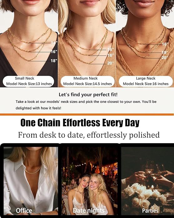 Link Gold Chain 14K Gold Plated Trendy Rope Paperclip Thick Chain Necklace Minimalist Layered Gold Chain Choker Necklaces for Women