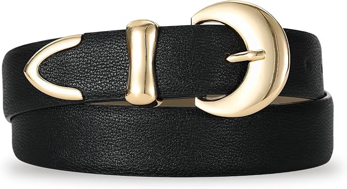 Women's Belt Fashion Buckle Premium Synthetic Leather Ladie Belts for Jeans Minimalist Design Gifts for Women