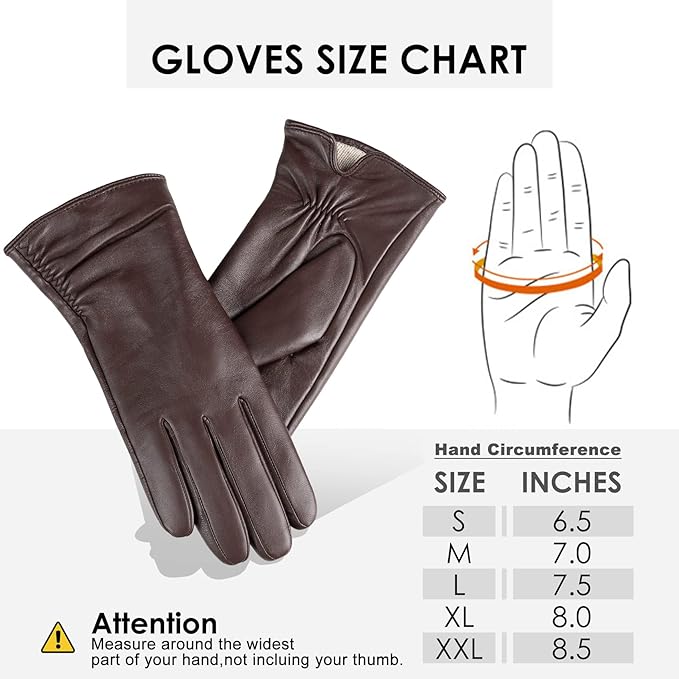 Dsane Womens Winter Leather Touchscreen Texting Warm Driving Lambskin Pure Genuine leather Gloves