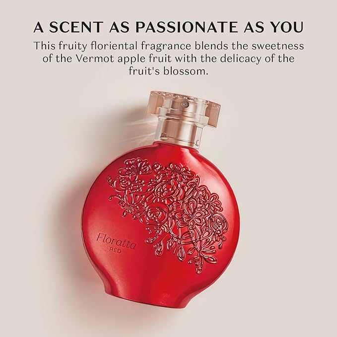 O BOTICARIO Floratta Red Eau de Toilette, Long-Lasting, Fresh Floral Fragrance Perfume for Women, 2.5 Ounce