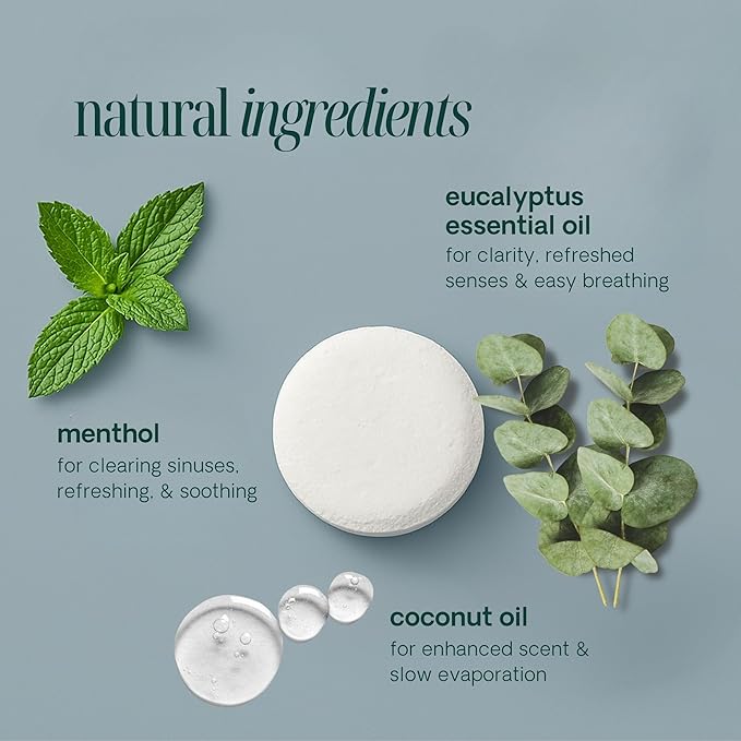 Shower Steamers Aromatherapy 10 Pack - Made in USA with Natural Essential Oils for Galentines and Valentines Day, Birthday Gifts for Women and Men, Self Care - Eucalyptus