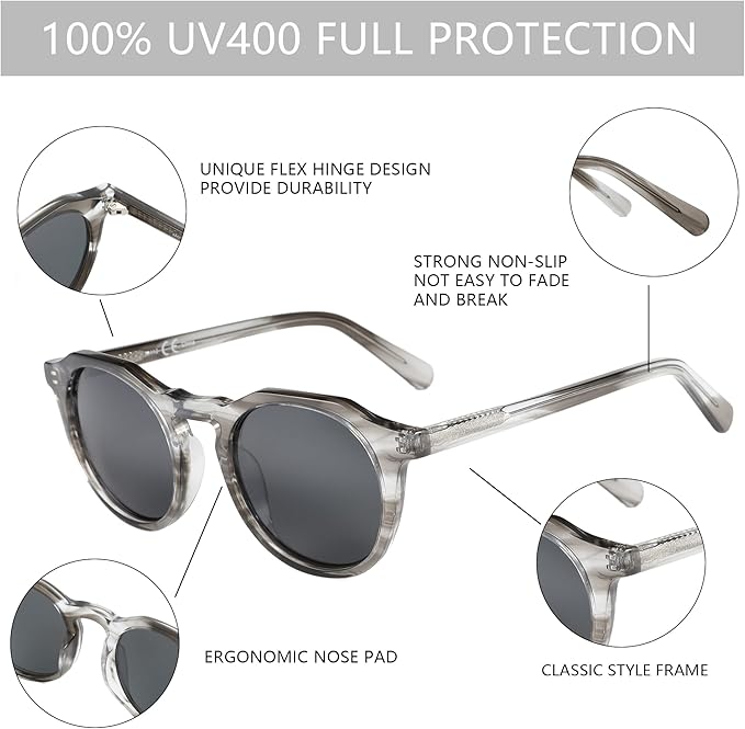 ZENOTTIC Vintage Round Polarized Sunglasses for Men Women UV400 Protection