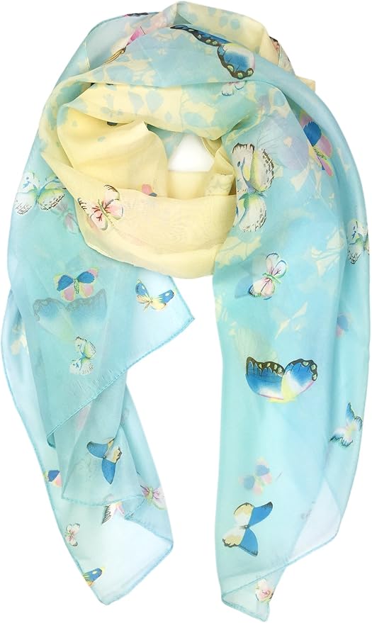 YOUR SMILE Ladies/Women's Lightweight Floral Print/Solid Color mixture Shawl Scarf For Spring Summer season