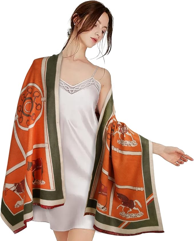 EXTREE Scarfs for Women Pashmina Silky Shawl Wrap for Evening Dressing Blanket Open Front Poncho Cape