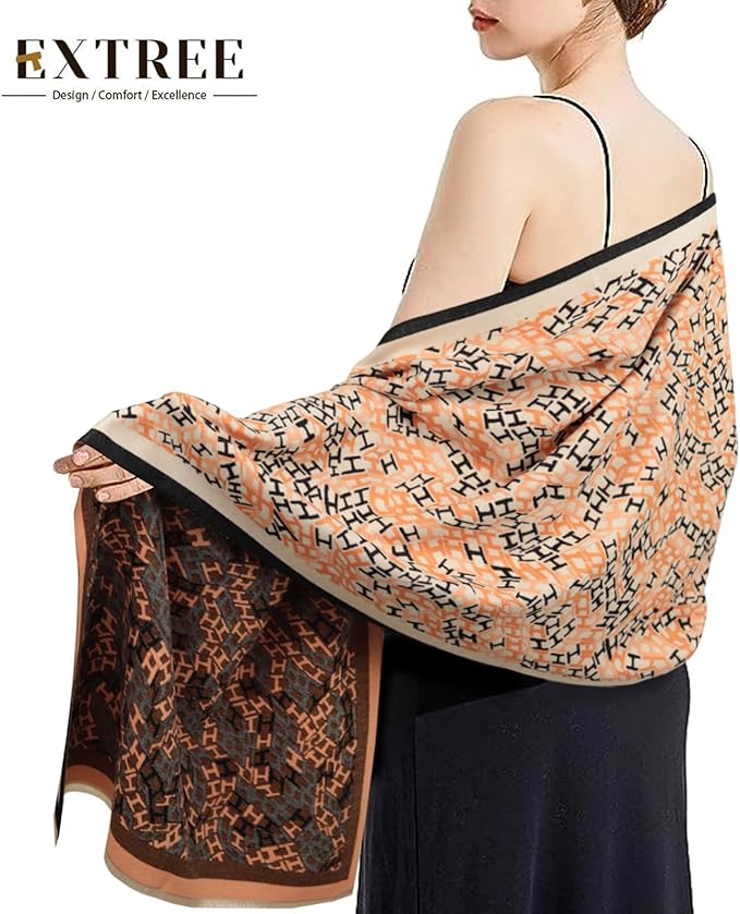 EXTREE Scarfs for Women Pashmina Silky Shawl Wrap for Evening Dressing Blanket Open Front Poncho Cape