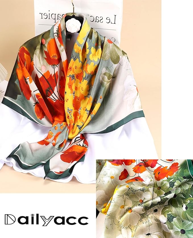 Dailyacc Hair Bandanas Scarf For Women Lightweight Fashion Neck Silk Satin Head Scarves For Sleeping Handbags Scarf