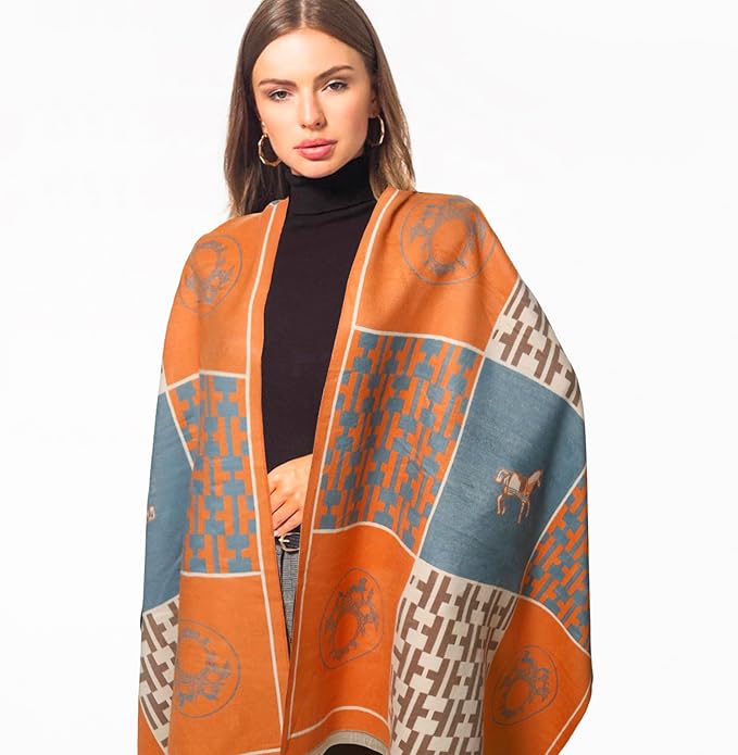 EXTREE Scarfs for Women Pashmina Silky Shawl Wrap for Evening Dressing Blanket Open Front Poncho Cape