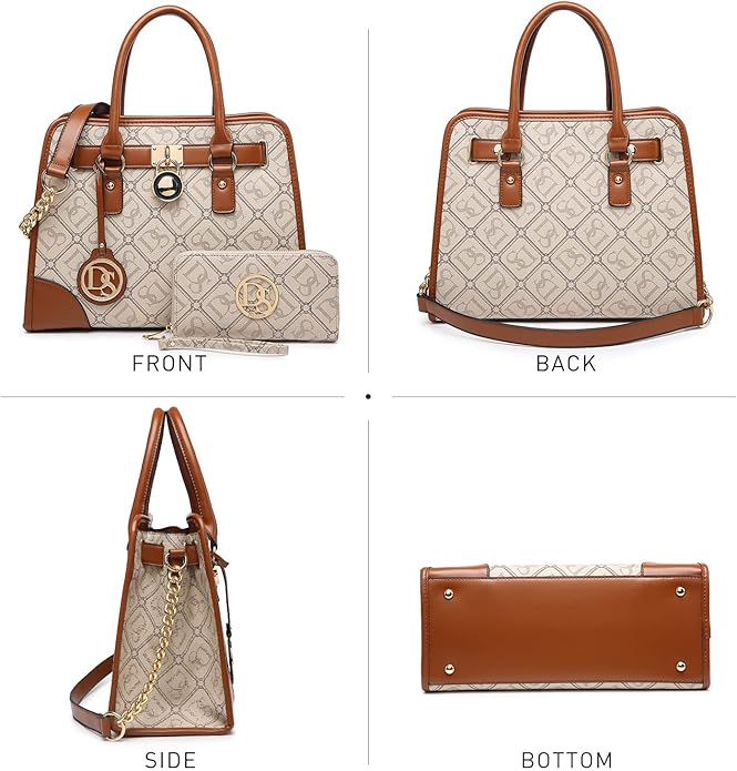 Dasein Women Handbags Top Handle Satchel Purse Shoulder Bag Hobo Bag Work Bag Set 2pcs