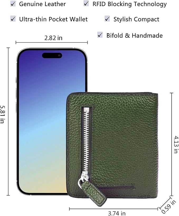 AINIMOER Small Leather Wallet for Women, Ladies Credit Card Holder RFID Blocking Women's Mini Bifold Pocket Purse