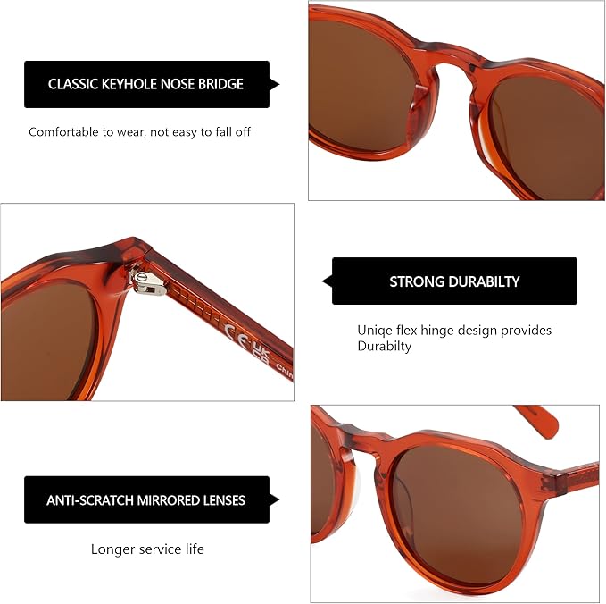ZENOTTIC Vintage Round Polarized Sunglasses for Men Women UV400 Protection