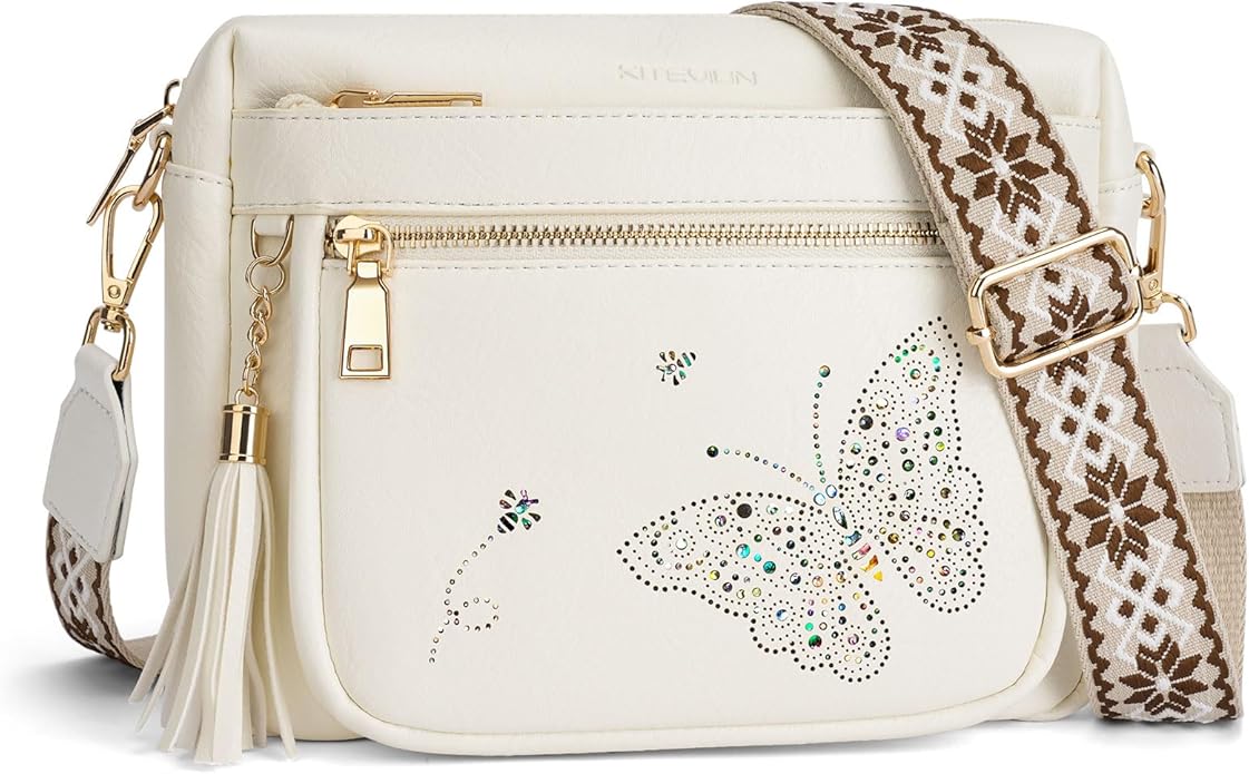 Crossbody Bags for Women Trendy Leather Crossbody Purse Shoulder Handbags Butterfly Design