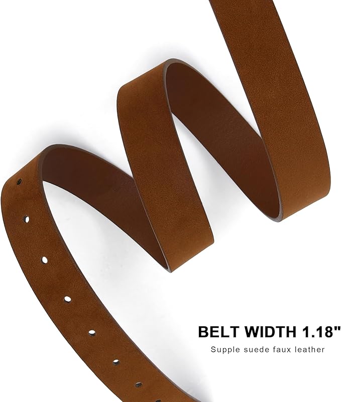 Earnda Leather Belts for Women Casual Fashion Waist Belt with Liquid Shapes Gold Buckle for Jeans Pants Dresses