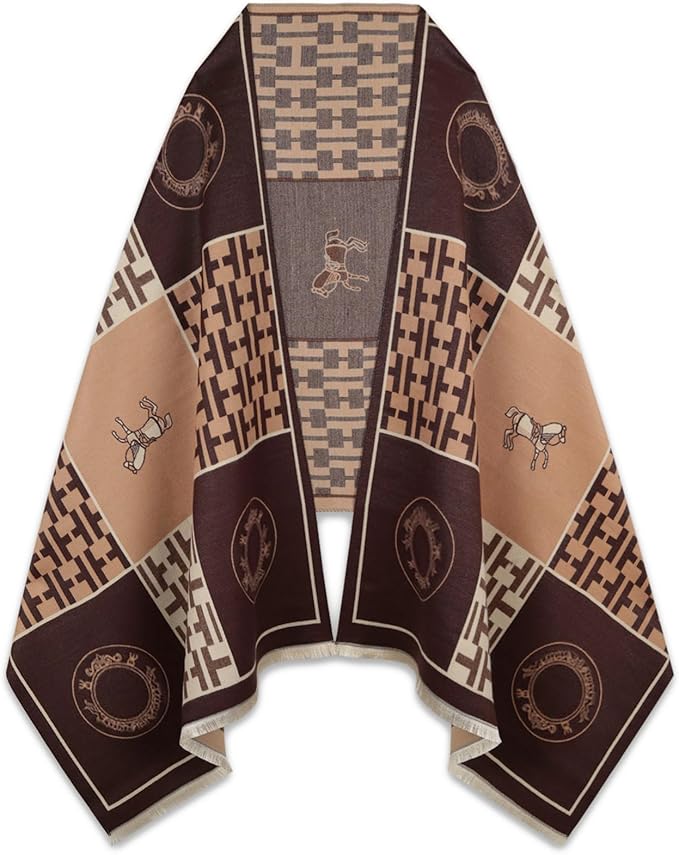 EXTREE Scarfs for Women Pashmina Silky Shawl Wrap for Evening Dressing Blanket Open Front Poncho Cape