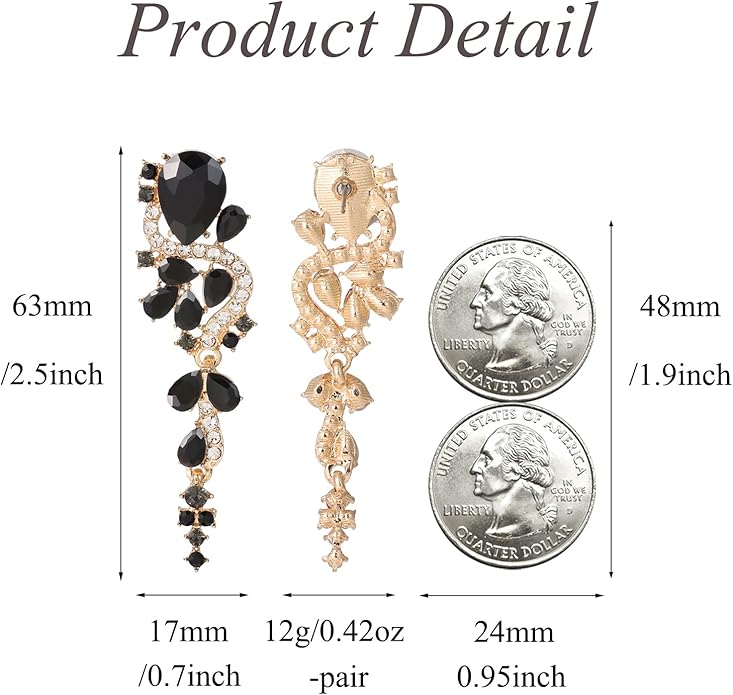 Fashion Rhinestone Statement Drop Dangle Earrings Long Colorful Crystal Bridal Wedding Teardrop Chandelier Earrings for Women Prom Pageant