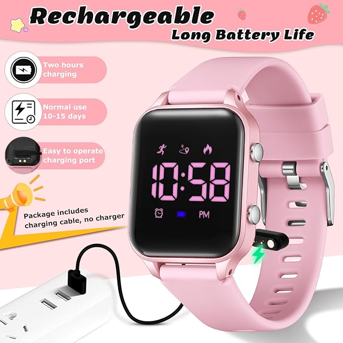 L LAVAREDO Kids Digital Watches for Boys Girls,Waterproof Sport Watch with Pedometer Stopwatch Vibration Alarm for Ages 5-13,No App Fitness Tracker Watch for Kids Teens Birthday Christmas Gifts