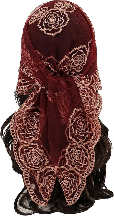 Floerns Women's Flower Embroidery Hair Scarf Headband Sheer Lace Hair Bandana
