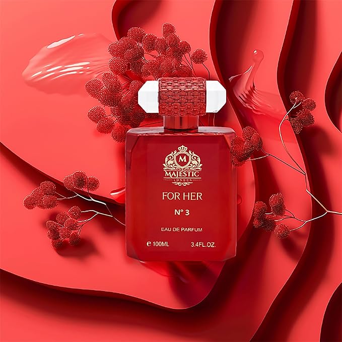 Majestic For Her No3 - Womens Fragrance - Woody Amber Warm Spicy Perfume for Women - Notes of Bergamot and Saffron - 3.4 oz EDP Spray