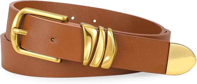 VONMELLI Women's Belt for Jeans Dress Leather Belt for Women Fashion Waist Ladies Belt with Silver Buckle