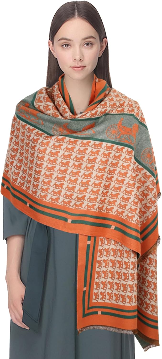 EXTREE Scarfs for Women Pashmina Silky Shawl Wrap for Evening Dressing Blanket Open Front Poncho Cape