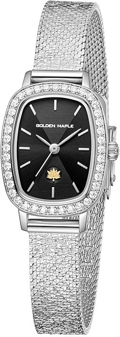GOLDEN MAPLE Watches for Women, Dainty Gold Watch with Small Stainless Steel Case, Quartz Movement and Water Resistant, Adjustable Mesh Band