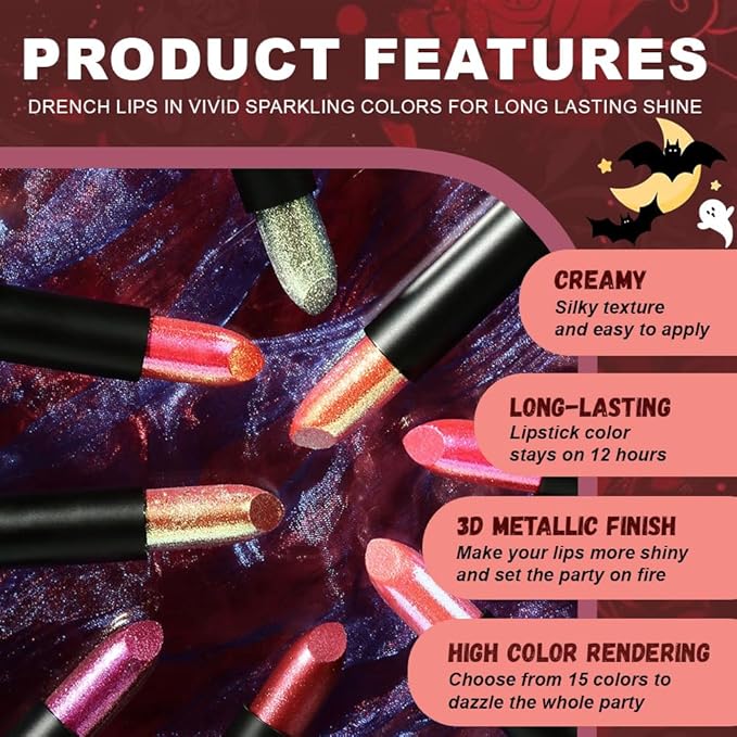Kaely Glitter Metallic Lipstick Makeup, Shimmer Metallic Lipsticks for Women, High Pigmented Lip Gloss Long Lasting Waterproof Smudge Proof, Vegan & Cruelty-Free, 04
